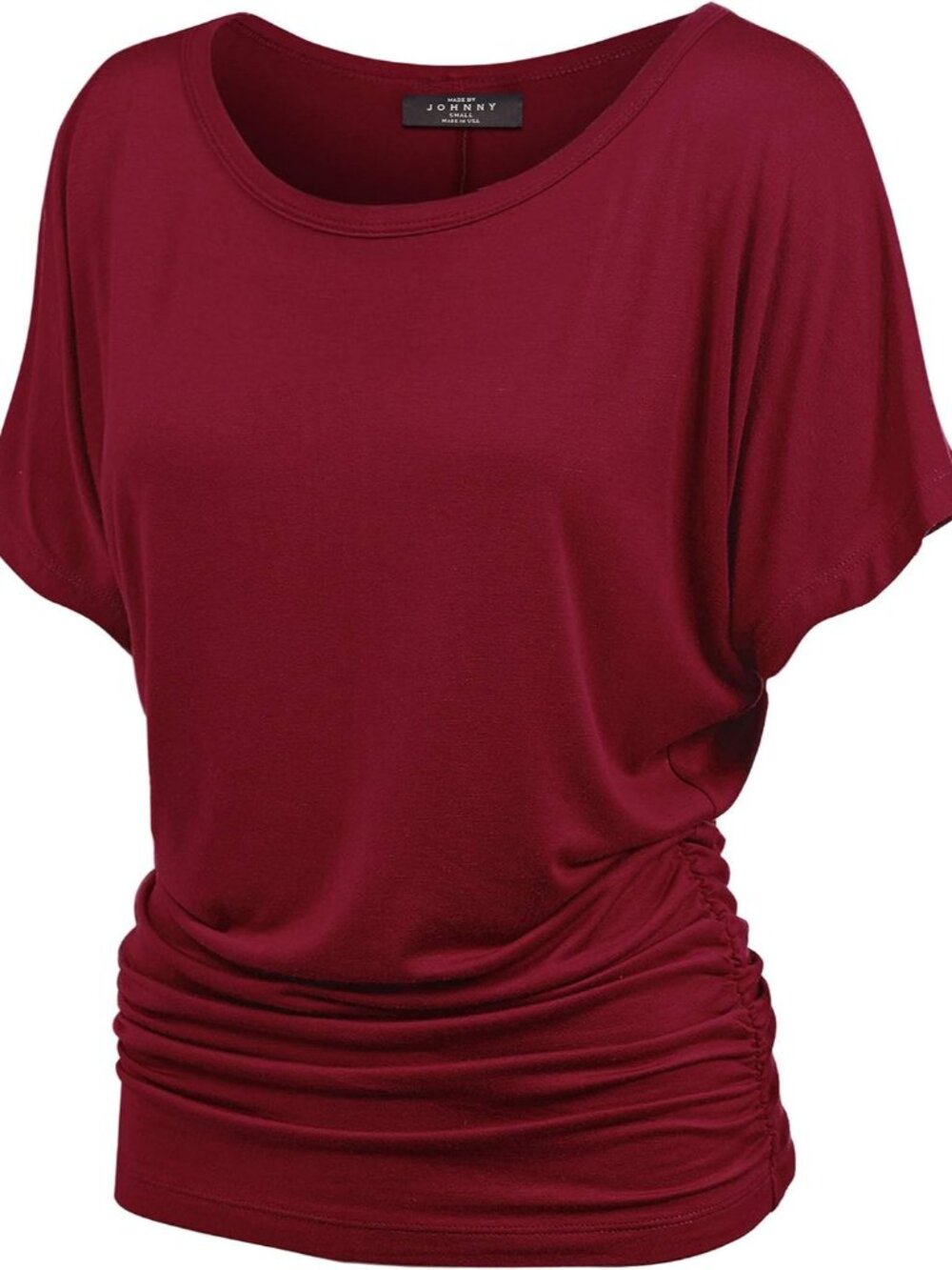 Women's Casual Solid Short Sleeve Boat Neck/V Neck Dolman Top T Shirt with Side